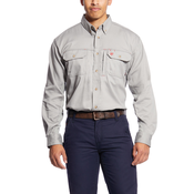 Ariat FR Solid Vent Button Down Work Shirt in Silver Fox